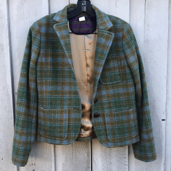 J.CREW blazer in plaid elbow patch - size 6